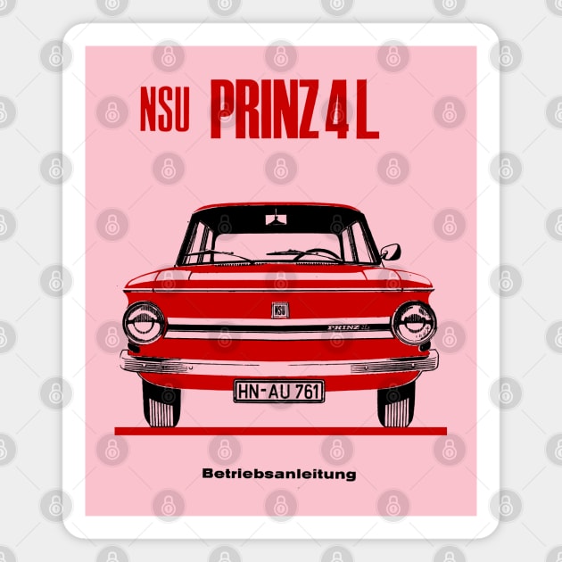 NSU PRINZ 4L - owners handbook Magnet by Throwback Motors